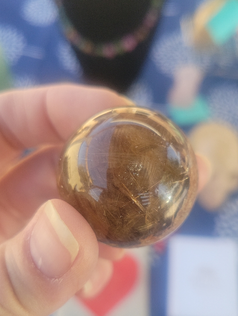 High quality golden rutile sphere with garden quartz